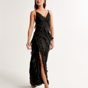 Abercrombie Black Ruffle Maxi Dress - Size Small